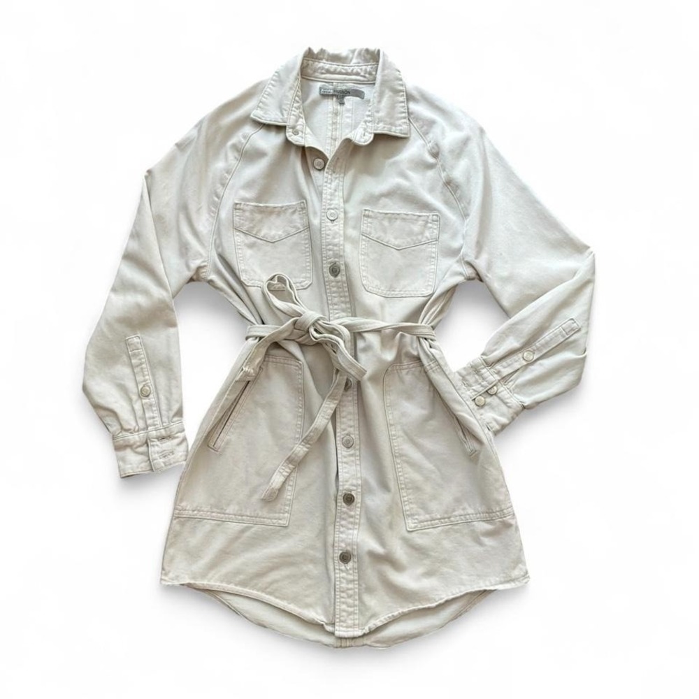 HUDSON XS Cream Denim Utility Shirt Dress